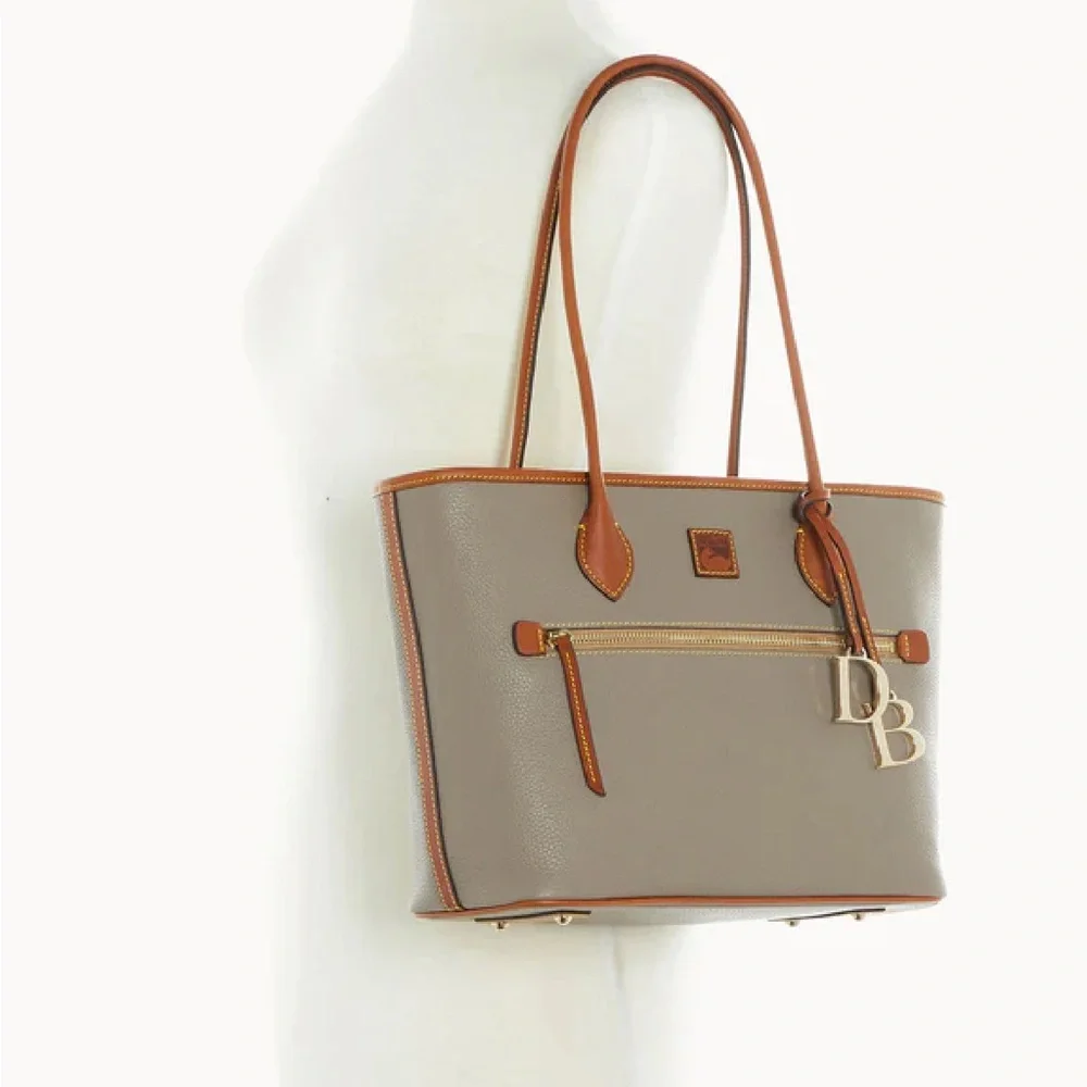 Dooney & Bourke pebble grain Taupe and Brown Leather Tote - Picture 7 of 8